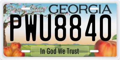 GA license plate PWU8840