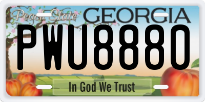 GA license plate PWU8880