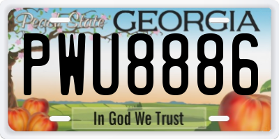 GA license plate PWU8886