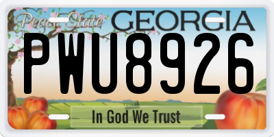 GA license plate PWU8926