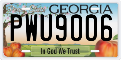 GA license plate PWU9006