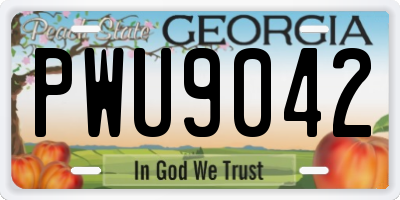 GA license plate PWU9042