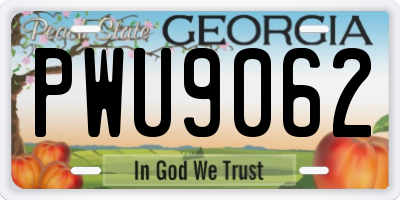 GA license plate PWU9062