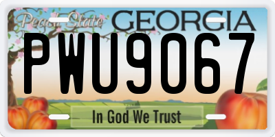 GA license plate PWU9067