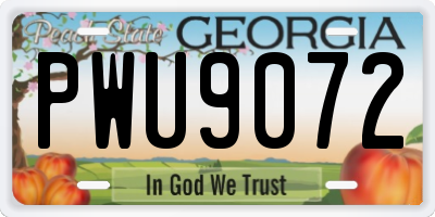GA license plate PWU9072
