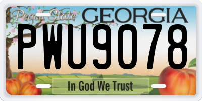 GA license plate PWU9078