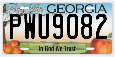 GA license plate PWU9082