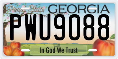 GA license plate PWU9088