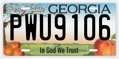 GA license plate PWU9106