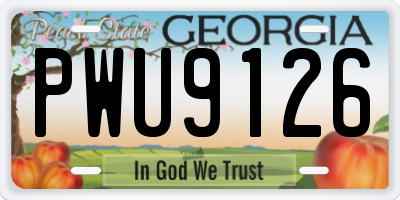 GA license plate PWU9126