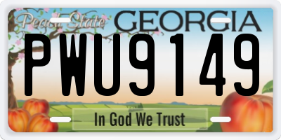 GA license plate PWU9149