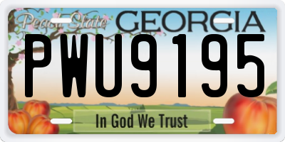 GA license plate PWU9195