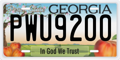 GA license plate PWU9200