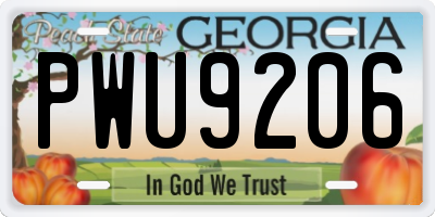 GA license plate PWU9206