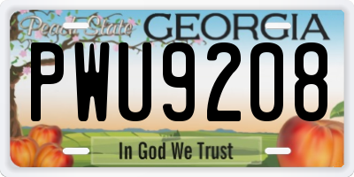 GA license plate PWU9208