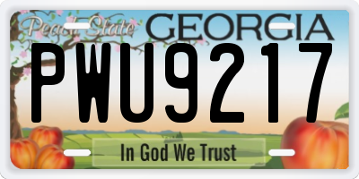 GA license plate PWU9217