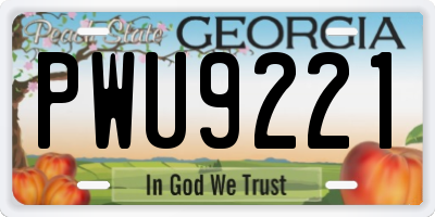GA license plate PWU9221