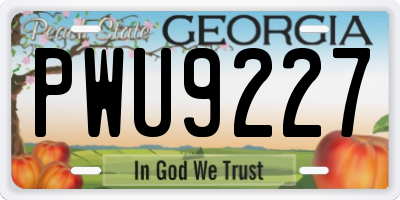 GA license plate PWU9227