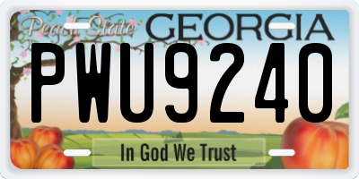 GA license plate PWU9240