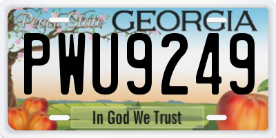 GA license plate PWU9249