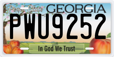 GA license plate PWU9252