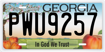 GA license plate PWU9257