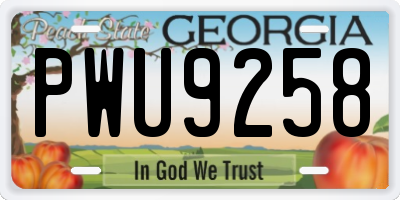 GA license plate PWU9258