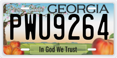 GA license plate PWU9264