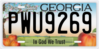 GA license plate PWU9269