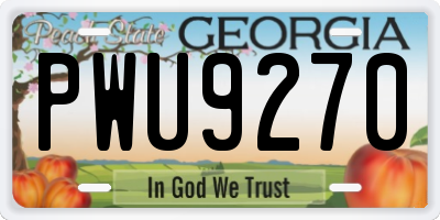 GA license plate PWU9270