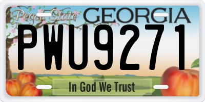 GA license plate PWU9271