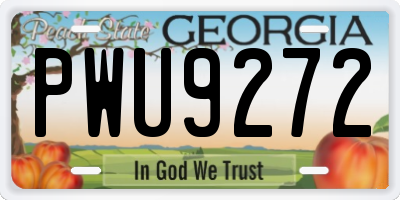 GA license plate PWU9272
