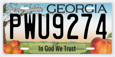 GA license plate PWU9274