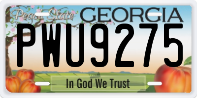 GA license plate PWU9275