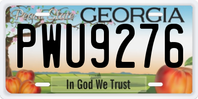 GA license plate PWU9276