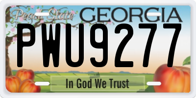 GA license plate PWU9277