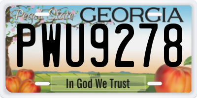 GA license plate PWU9278