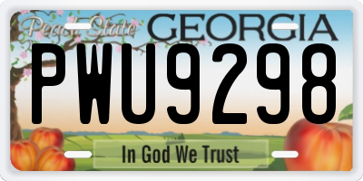 GA license plate PWU9298