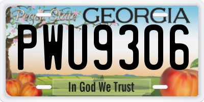 GA license plate PWU9306