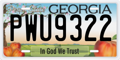 GA license plate PWU9322