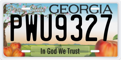 GA license plate PWU9327