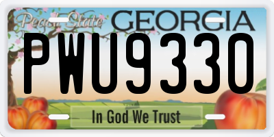 GA license plate PWU9330
