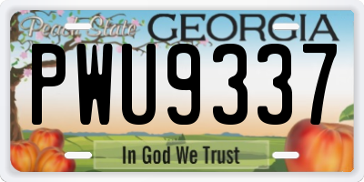 GA license plate PWU9337