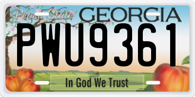 GA license plate PWU9361
