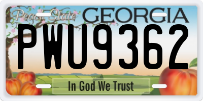 GA license plate PWU9362