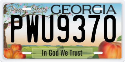 GA license plate PWU9370