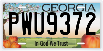 GA license plate PWU9372