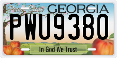 GA license plate PWU9380