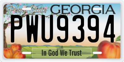 GA license plate PWU9394