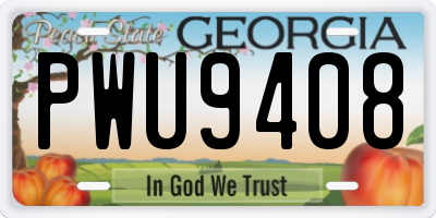 GA license plate PWU9408